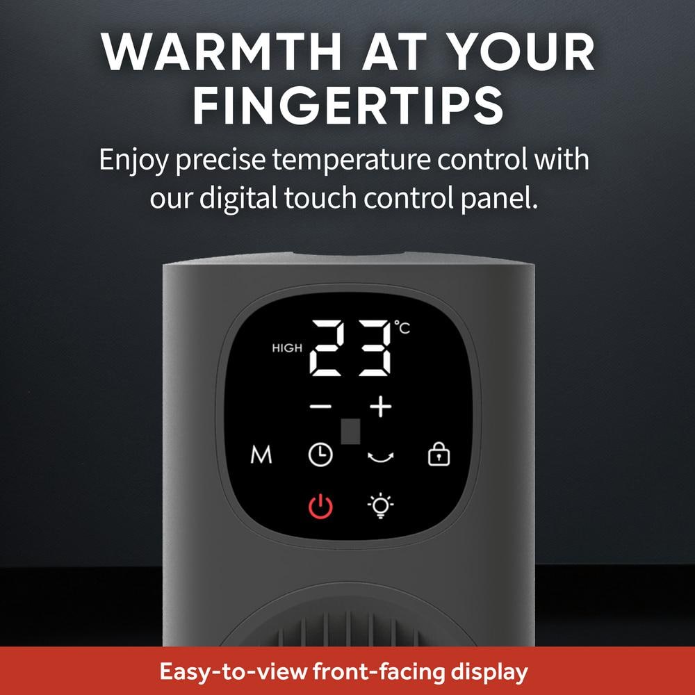 EVO Black Digital Tower Ceramic Heater with Thermostat