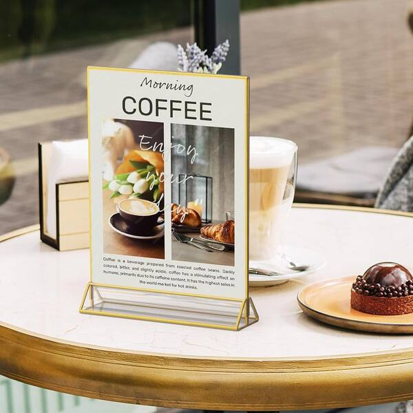Afoxsos 8.5 x 11 in. Gold Acrylic Sign Holder - Double Sided