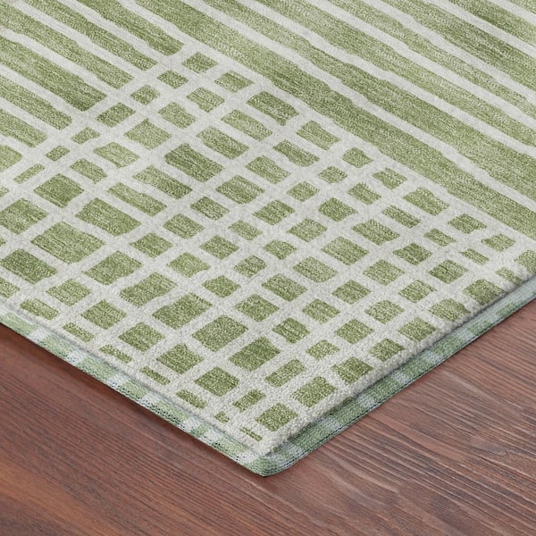 Mayfield Premium Machine Washable Abstract AMF2270 Aloe 5 ft. x 7 ft. 6 in. Area Rug