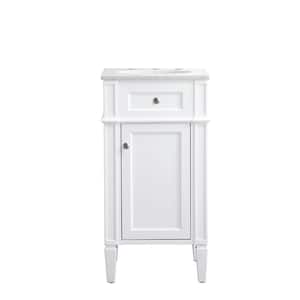 Timeless Home 19 in. W x 18 in. D x 35 in. H Single Bathroom Vanity in White with White Marble Top and White Basin