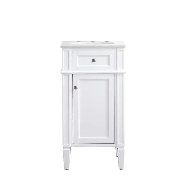 Unbranded Timeless Home 19 in. W x 18 in. D x 35 in. H Single Bathroom Vanity in White with White Marble Top and White Basin