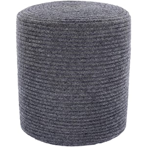 Shemer Solid Charcoal Polyester Cylinder Accent Pouf