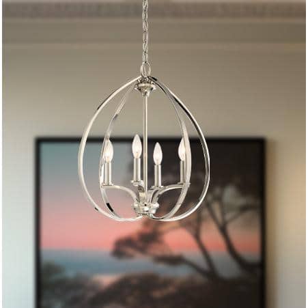 Enchanted Carriage Polished Nickel 4-Light Candelabra Pendant
