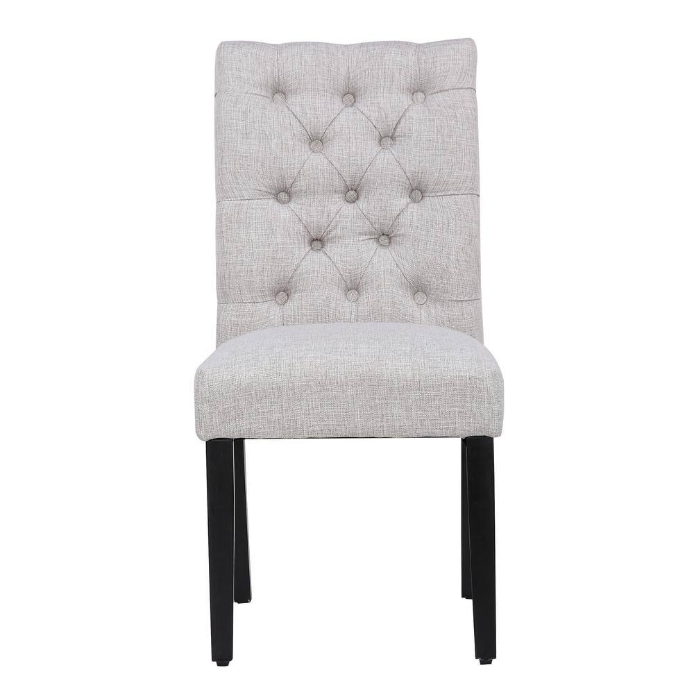 Light Gray Linen Button Tufted Parsons Side Chair