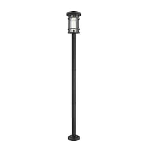 Jordan 1-Light Black 93.75 in. Aluminum Hardwired Outdoor Weather Resistant Post Light Set with No Bulb Included