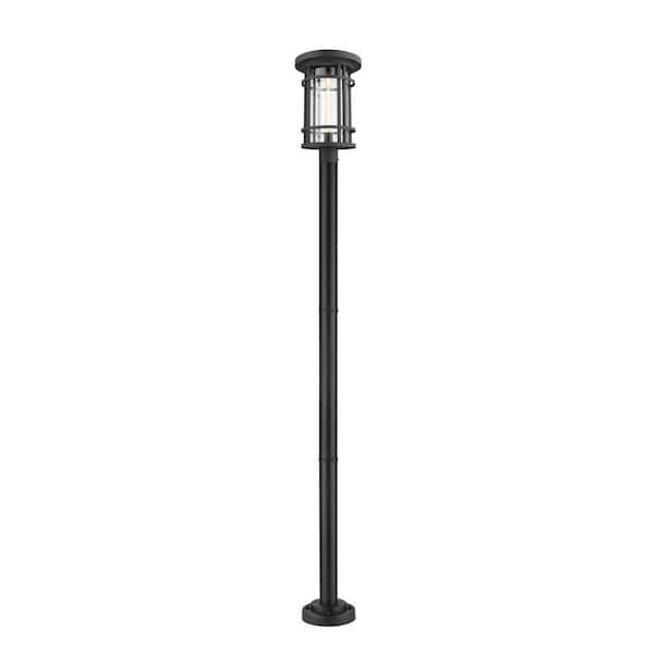 Unbranded Jordan 1-Light Black 93.75 in. Aluminum Hardwired Outdoor Weather Resistant Post Light Set with No Bulb Included