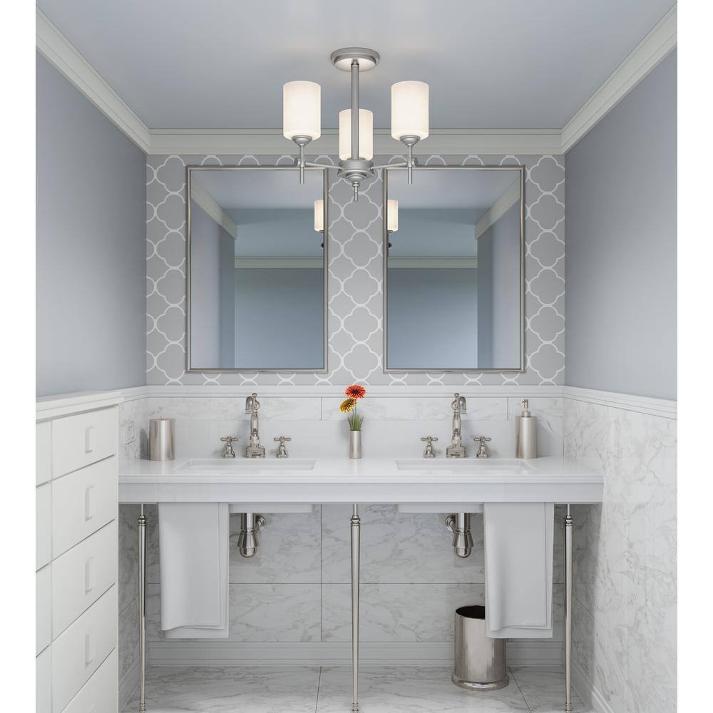 Aria Opal Glass & Polished Nickel 3-Light Semi-Flush Mount