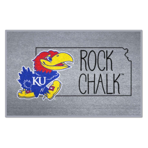 FANMATS Kansas Jayhawks Southern Style Gray 1.5 ft. x 2.5 ft. Starter Area Rug