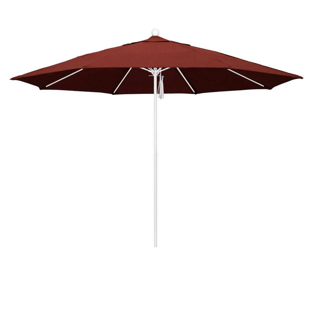 11 ft. Matted White Aluminum Market Patio Umbrella with Fiberglass Ribs Pulley Lift in Henna Sunbrella price history on PriceWatchPro