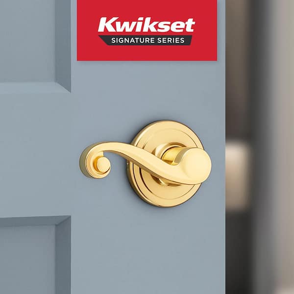 Kwikset Lido Polished Brass Left-Handed Half-Dummy Door Handle
