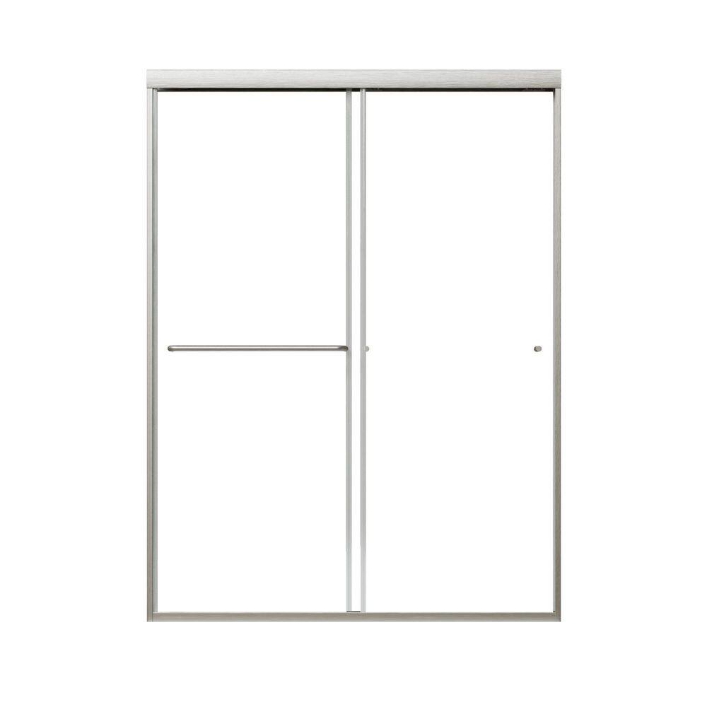 54 in. W x 72 in. H Sliding Semi-Frameless Shower Door in Brushed Nickel with 6mm Tempered Glass, Silent Wheels price history on PriceWatchPro