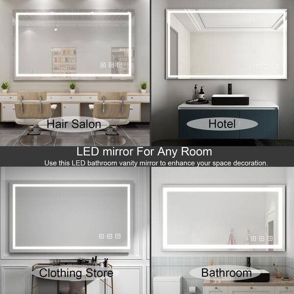 LED Frontlit Mirror Bathroom Mirror with Lights 3-Color Warm/Natural/White  High Lumens, Anti-Fog & Dimmer Wall Mounted Lighted Vanity Makeup  Mirror(Vertical/Horizontal) – Keonjinn