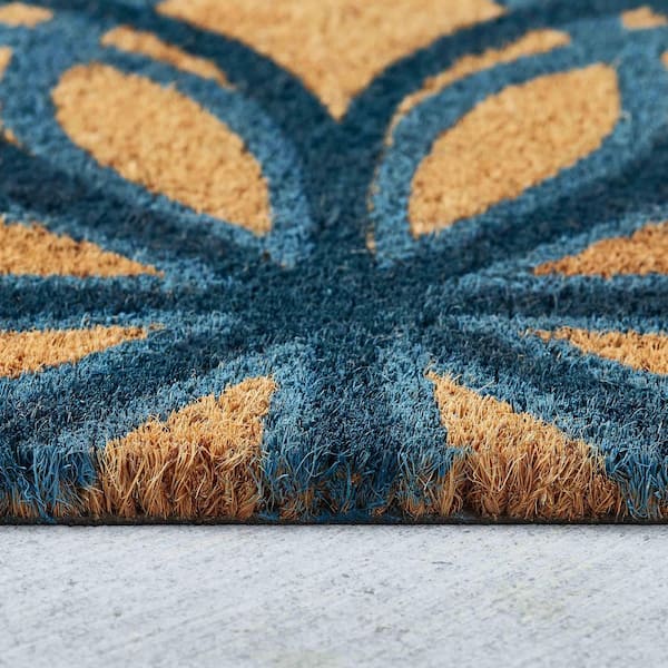 Medallion 18 in. x 30 in. Coir Indoor/Outdoor Door Mat Blue