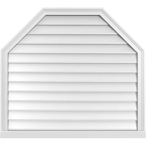 Ekena Millwork 40" x 36" Octagonal Top Surface Mount PVC Gable Vent: Non-Functional with Brickmould Sill Frame