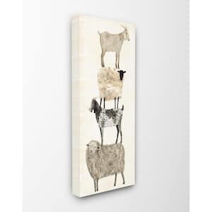 10 in. x 24 in. "Fun Stacked Sheep and Goats Farm Animals" by Artist Victoria Borges Canvas Wall Art