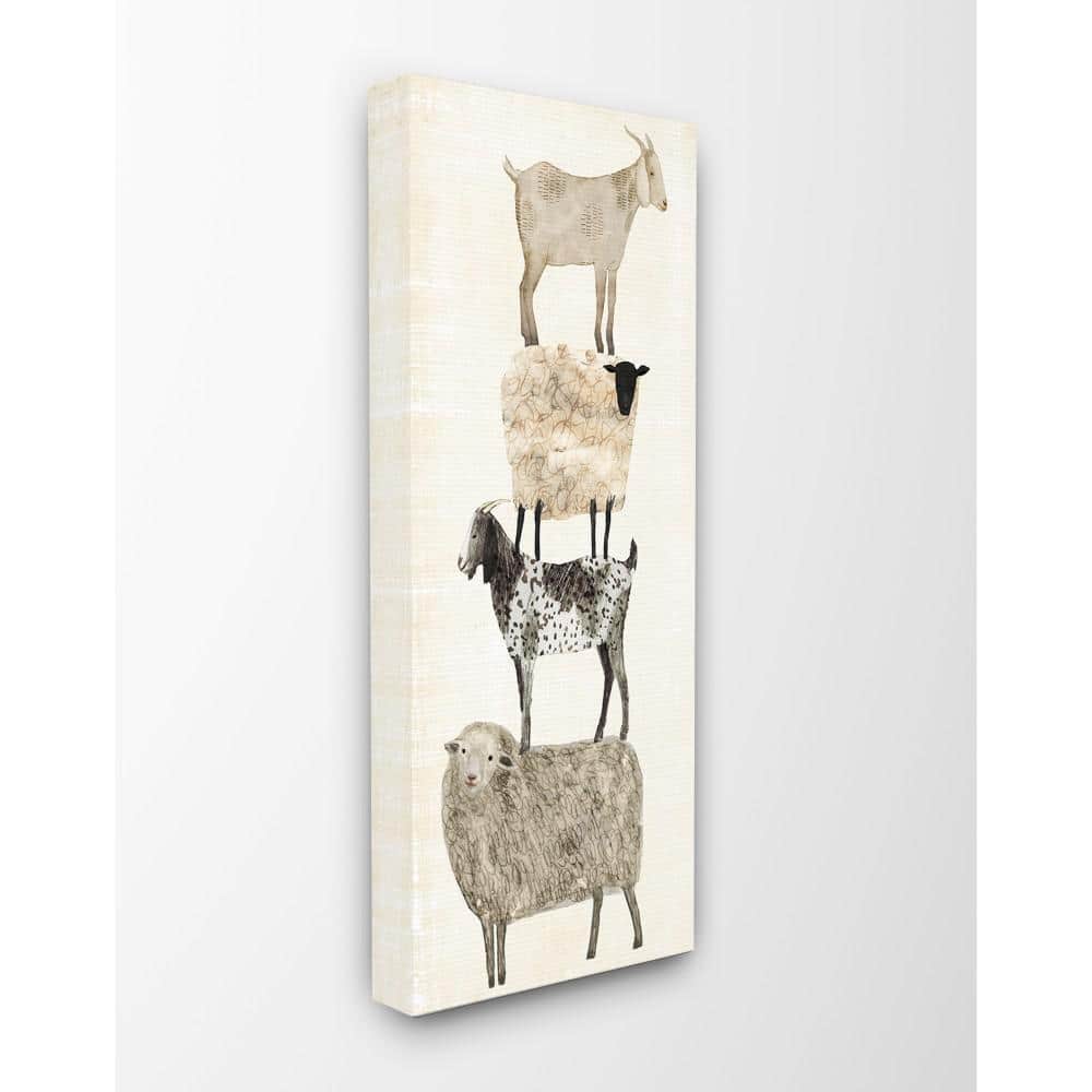 "13 in. x 30 in. ""Fun Stacked Sheep and Goats Farm Animals""by Artist Victoria Borges Canvas Wall Art" price history on PriceWatchPro
