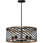 Volume Lighting 5-Light Indoor Black Walnut Downrod Pendant Chandelier ...