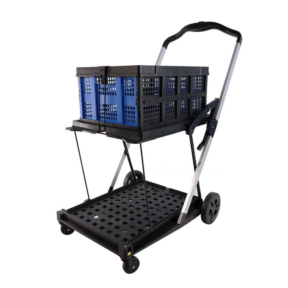 Tatayosi Double-Decker Folding Service Cart with Wheels, Shopping, Library,  Office Warehouse Moving Carts P-DJ-P163420 - The Home Depot