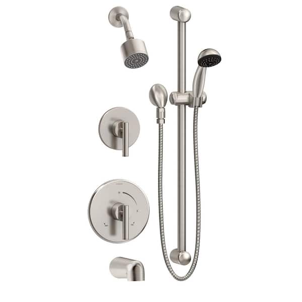 Symmons Dia 2-Handle Tub and 1-Spray Shower Trim with 1-Spray Hand Shower in Satin Nickel (Valves not Included)