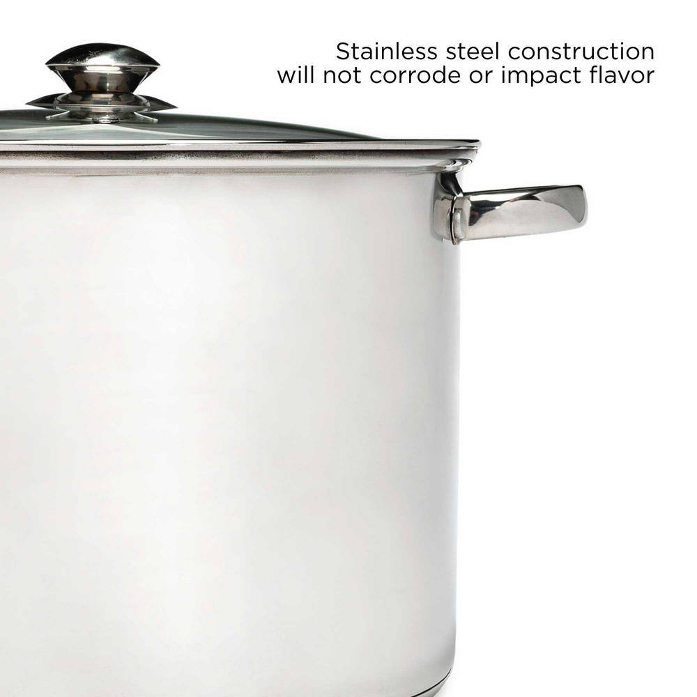 16 Quart Polished Stainless Steel Stock Pot with Lid