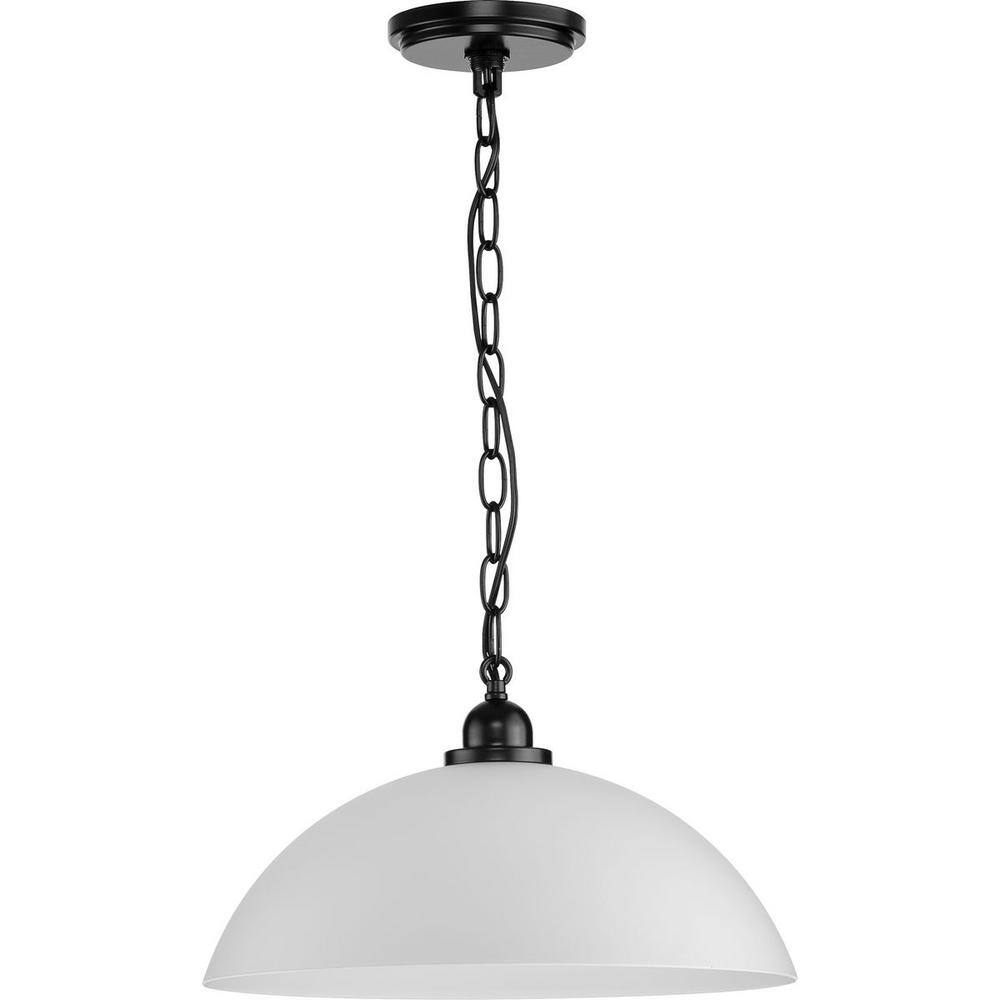 Matte Black Glass Dome Pendant Light with Nickel Accents