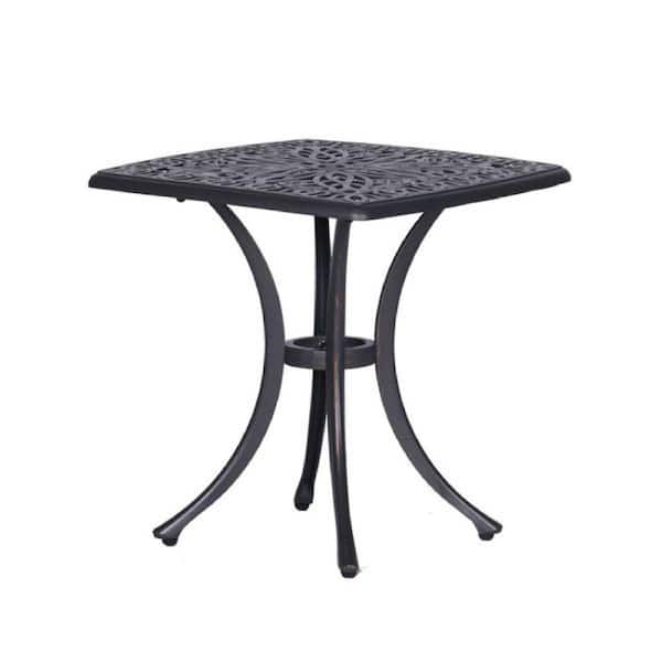 Benjara 21.06 in. Gray Square Metal End Table with Curved Legs