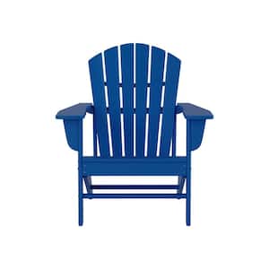 Traditional Curve back Navy Blue Plastic Outdoor Patio Adirondack Chair Set of 1
