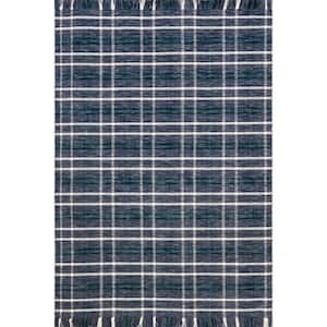 Loretta Blue 5 ft. x 8 ft. Plaid Wool Area Rug