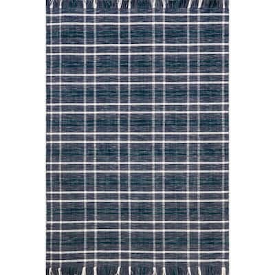 YiYan1 Cotton Buffalo Plaid Rug, 4x6 ft Black and White Checked