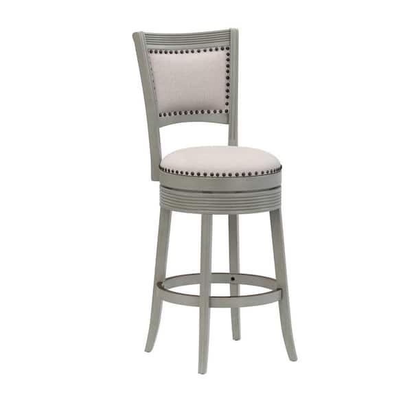 Hillsdale Furniture Lockefield 22.75 in. Gray Full Back Wood 46.25 in. Bar Stool with Polyester 1 Set of Included