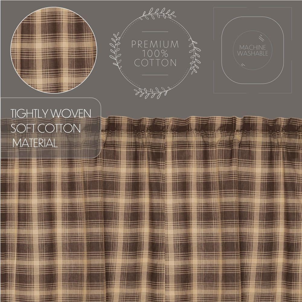 Woodland Brown and Khaki Plaid Cotton Scalloped Valance, 16x72