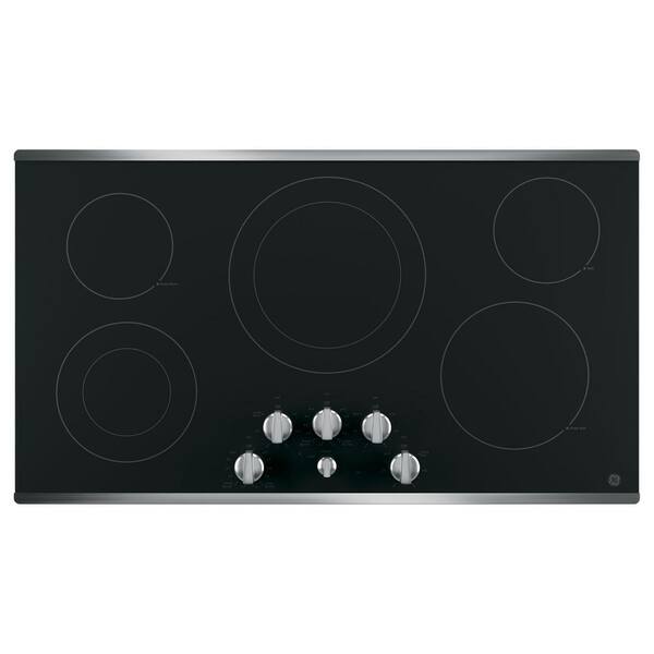 GE 36 in. Radiant Electric Cooktop in Stainless Steel with 5 Elements including Power Boil
