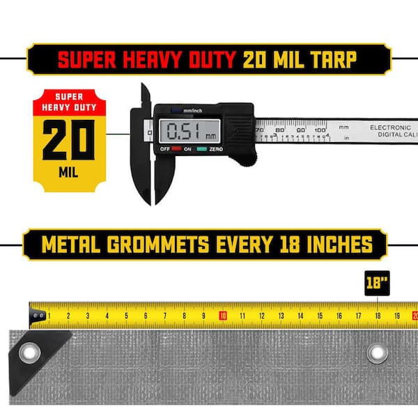 CORE TARPS 12 ft. x 16 ft. Silver/Black 20 Mil Heavy Duty