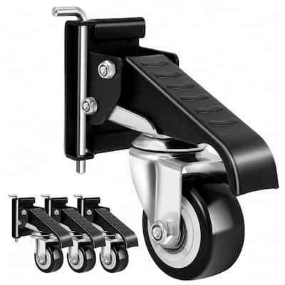 4-Pack 2-1/2 in. Black Polyurethane Steel Swivel Retractable Workbench Caster Wheels with 600 lb. Load Rating