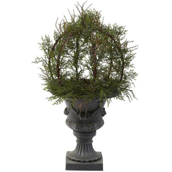 Nearly Natural 30 in. Indoor/Outdoor Pond Cypress Topiary with Urn