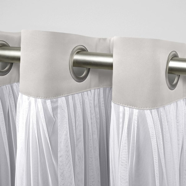 Catarina Cloud Grey Solid Lined Room Darkening Grommet Top Valance, 52 in. W x 18 in. L