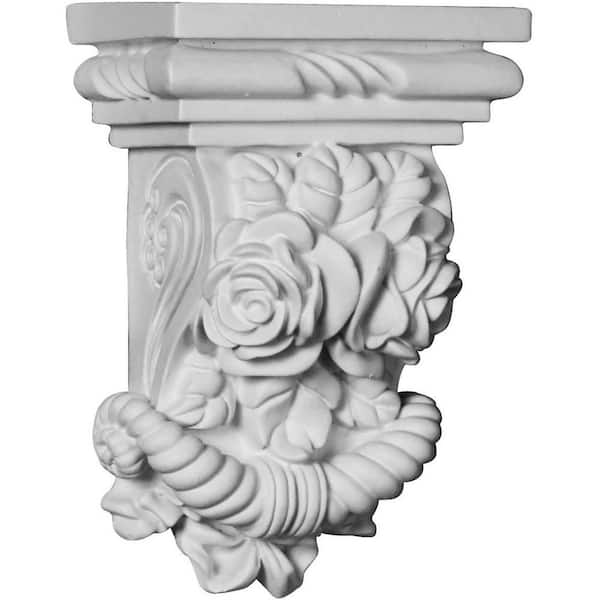 Ekena Millwork 3-7/8 in. x 5-3/4 in. x 2-1/4 in. Polyurethane Rose Corbel