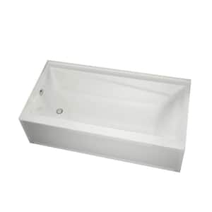 New Town 60 in. Left Drain Rectangular Alcove Non Whirlpool Tub in White