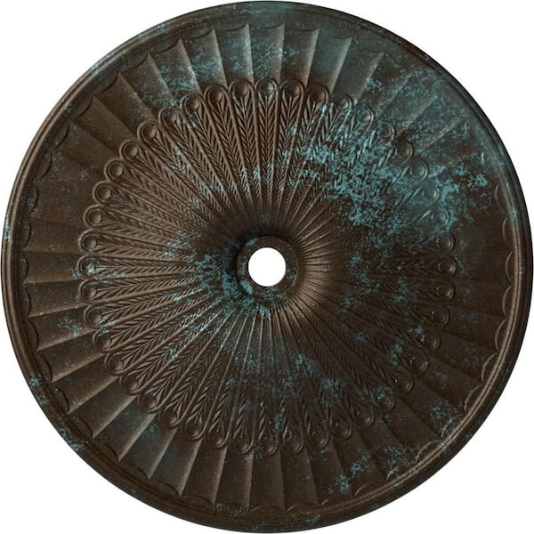 Ekena Millwork 3-3/8" x 51" x 51" Polyurethane Galveston Ceiling Medallion, Hand-Painted Bronze Blue Patina