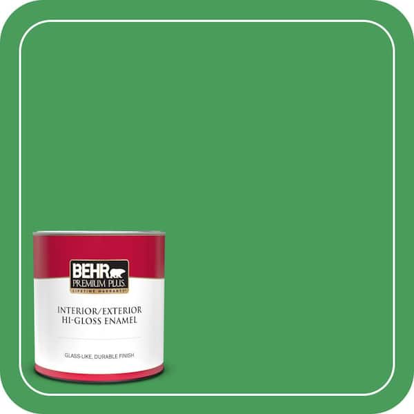 BEHR PREMIUM PLUS 1 qt. #P400-6 Clover Patch Hi-Gloss Enamel Interior/Exterior Paint & Primer
