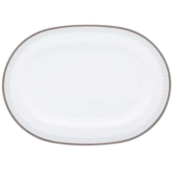 Silver Colonnade 14 in. (White) Porcelain Oval Platter