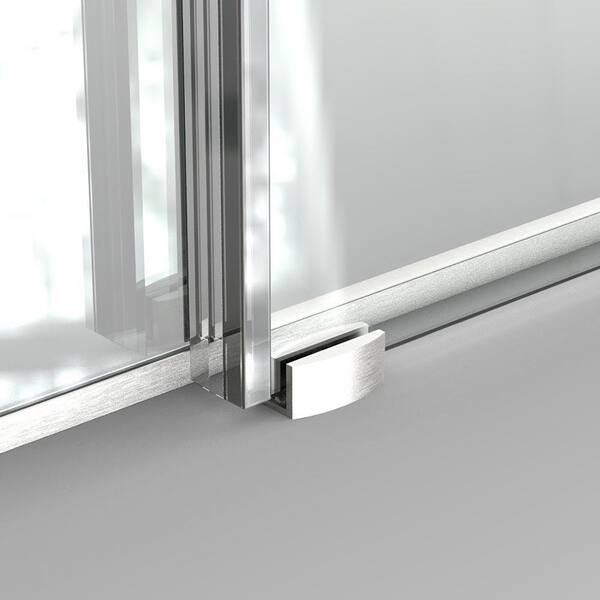 Staykiwi 60 in. W x 76 in. H Sliding Frameless Shower Door in Brushed Nickel Finish with Frosted Glass