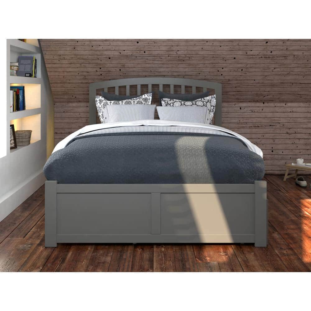 Richmond Gray Full Platform Bed with Trundle and Slats