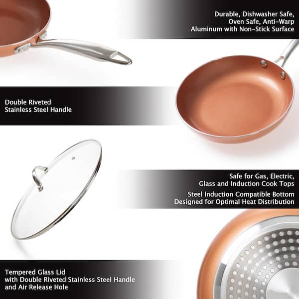 Scafild  10-Piece Ceramic Nonstick Aluminum Cookware Set - Copper 