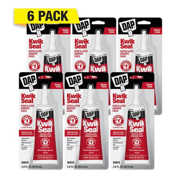 Kwik Seal 2.8 oz. White Kitchen and Bath Adhesive Caulk (6-Pack)