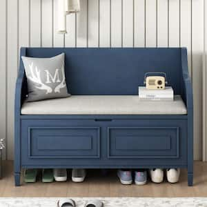 30 in. H x 42 in. W Antique Navy MDF Shoe Storage Bench