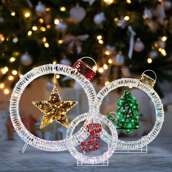 Karl home 24 3PCS Lighted Iridescent Ball Set Display