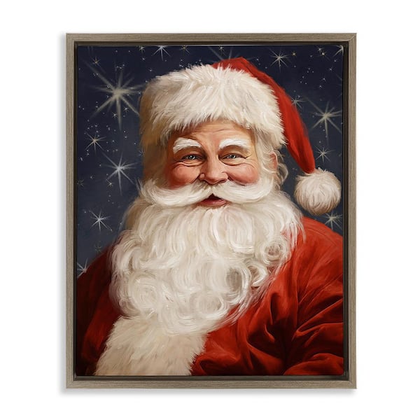 Stupell Industries Smiling Santa Portrait by Ramona Murdock 1-Piece Floater Frame Graphic Print People Poster Art Print 21 in. x 17 in.