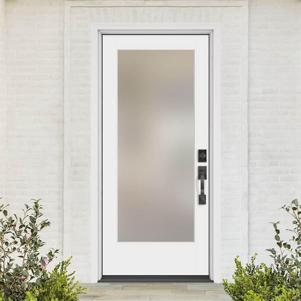 Performance Door System 36 in. x 80 in. VG Full Lite Left-Hand Inswing Pearl White Smooth Fiberglass Prehung Front Door