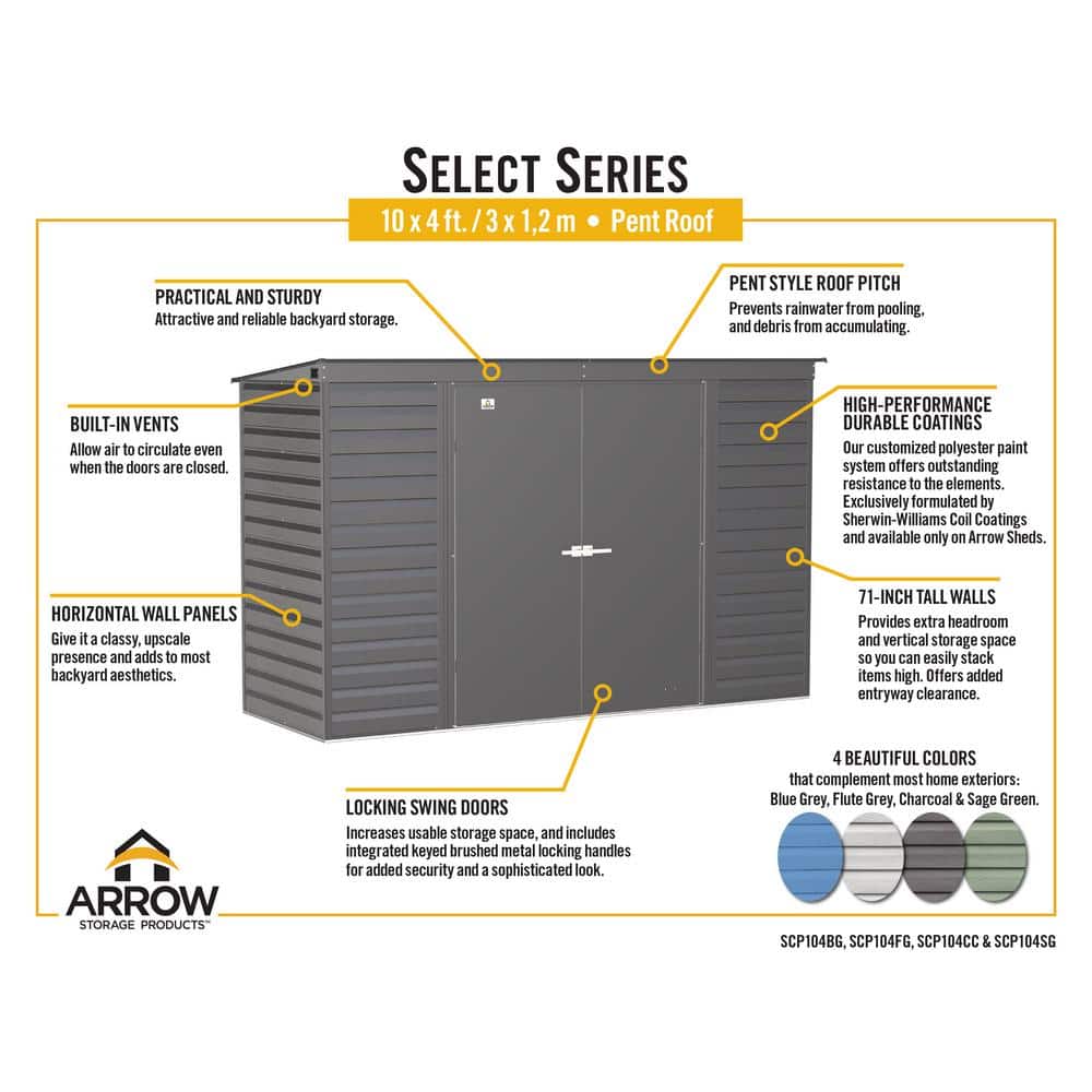 Green Galvanized Steel 10 x 4 ft Storage Shed